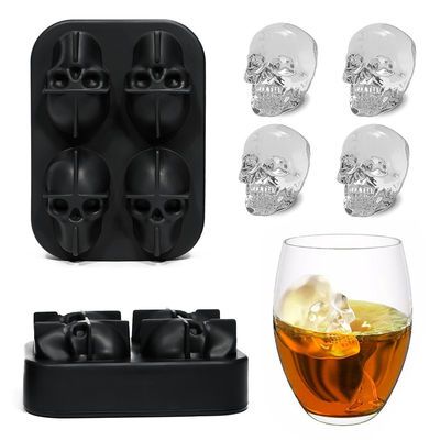 3D 6 Hole Skull Ice Cube Mold , BPA Free Skeleton Ice Cube Tray