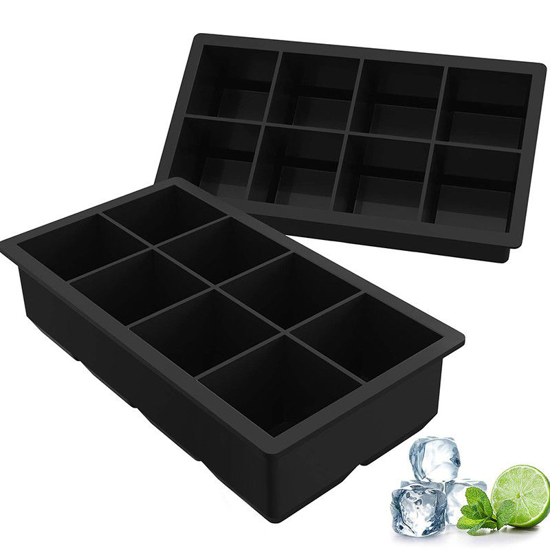 Nontoxic Durable Large Ice Cube Mold , Lightweight Silicone Freezing Tray